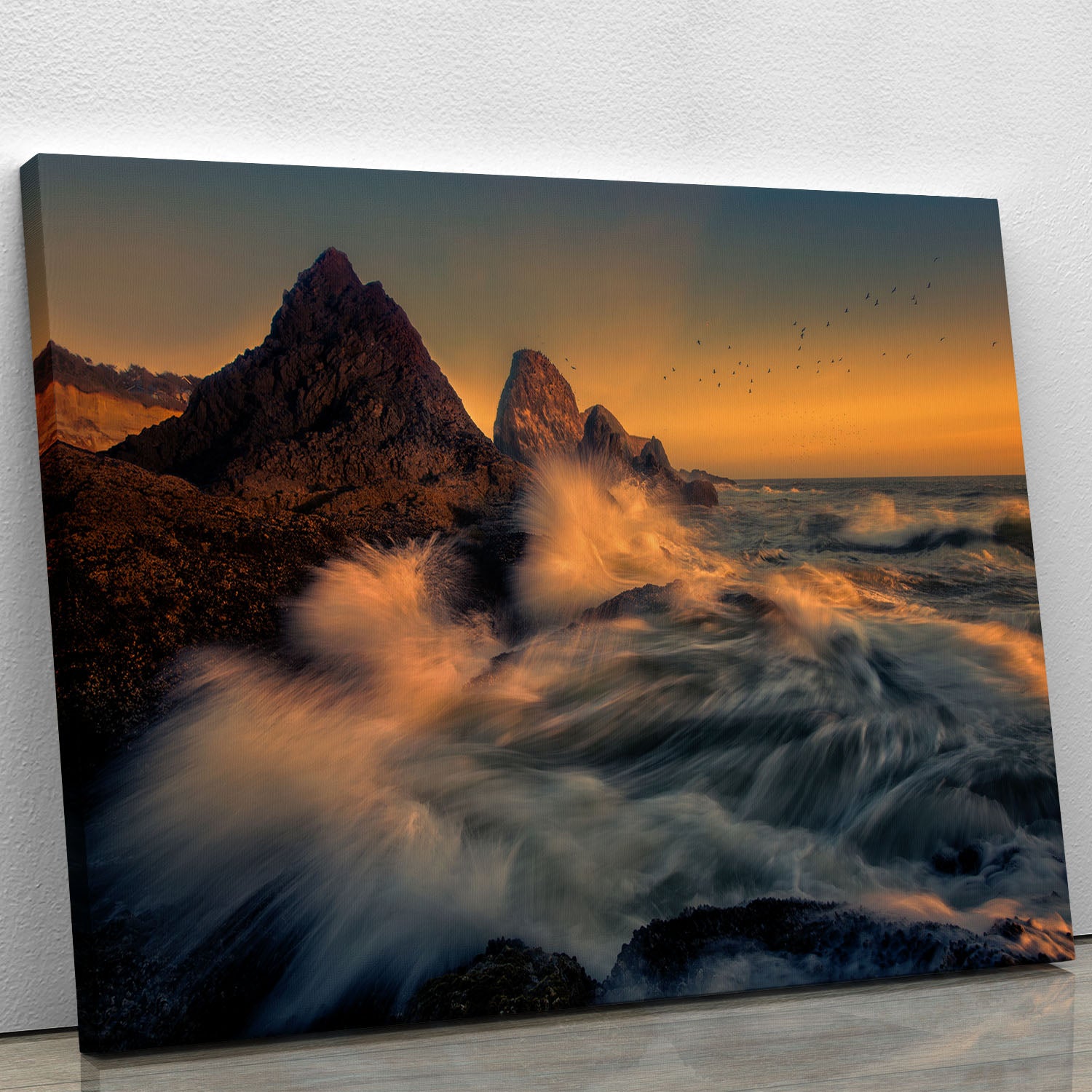 Waves Crashing Into Cliff Canvas Print or Poster - Canvas Art Rocks - 1