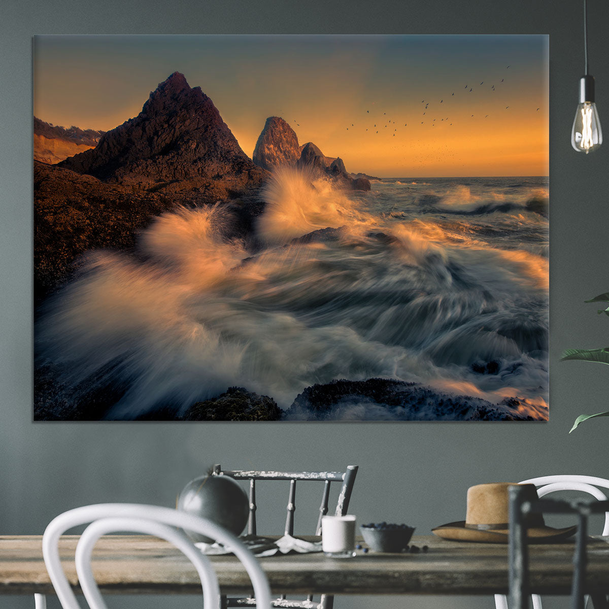 Waves Crashing Into Cliff Canvas Print or Poster - Canvas Art Rocks - 3
