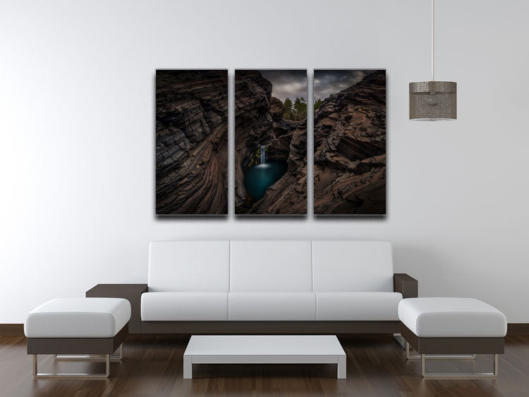 Karijini National Park Waterfall 3 Split Panel Canvas Print - Canvas Art Rocks - 3