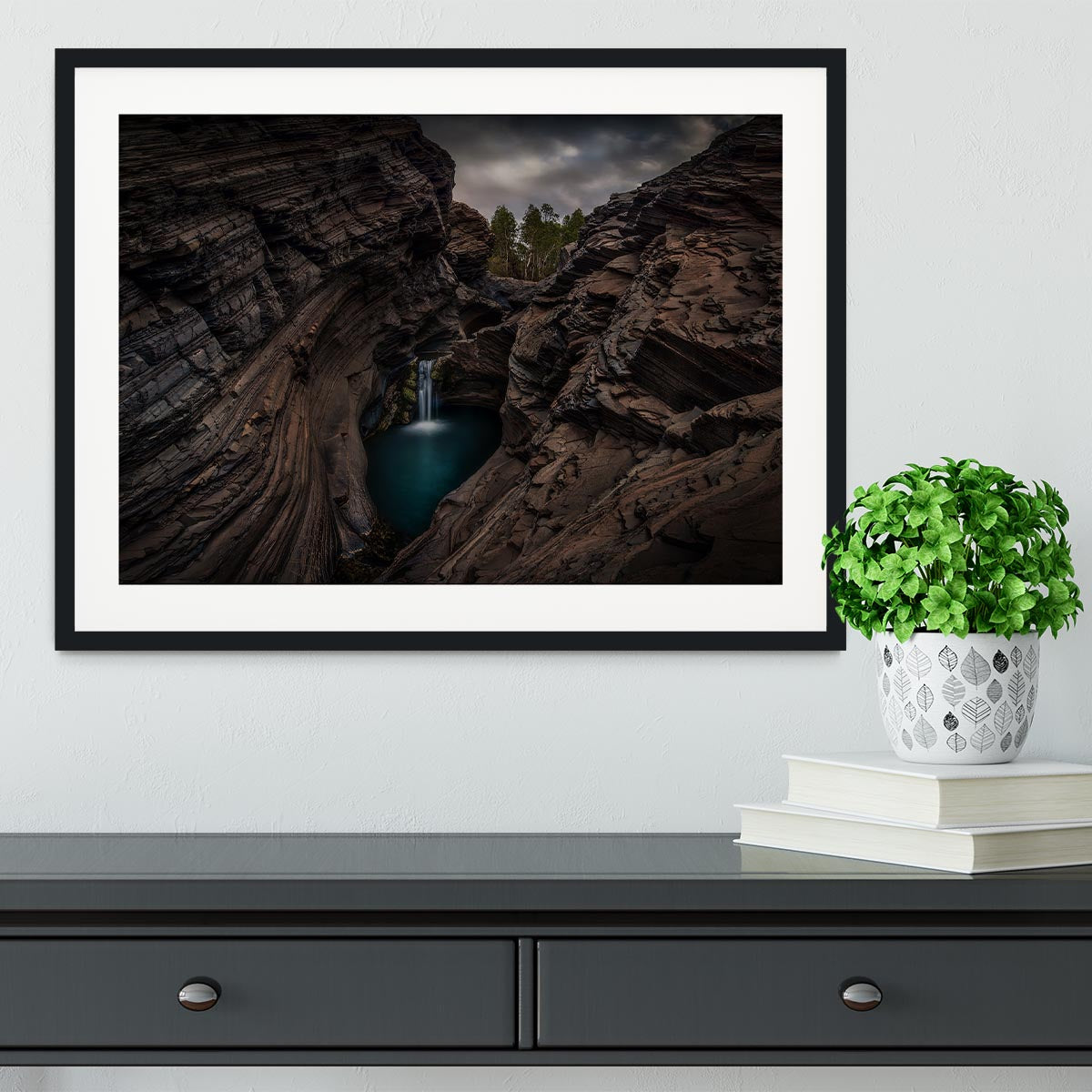 Karijini National Park Waterfall Framed Print - Canvas Art Rocks - 1