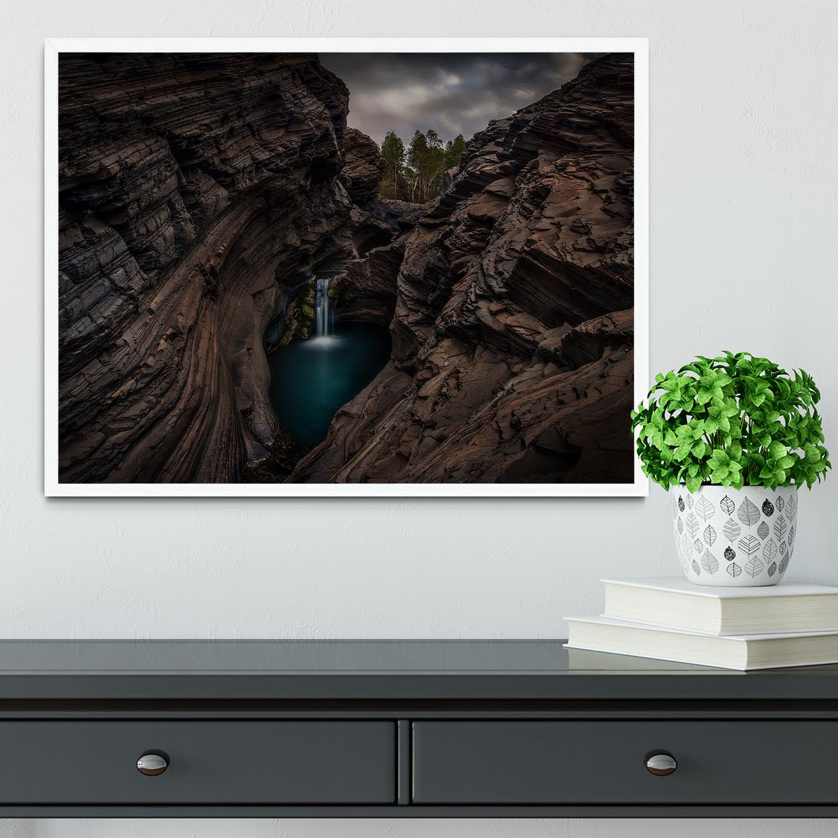 Karijini National Park Waterfall Framed Print - Canvas Art Rocks -6