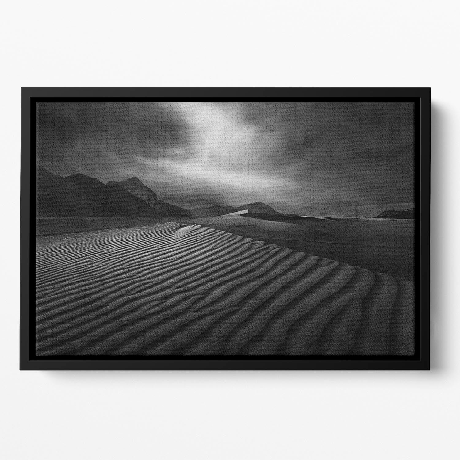 Desert In Greyscale Floating Framed Canvas - Canvas Art Rocks - 2