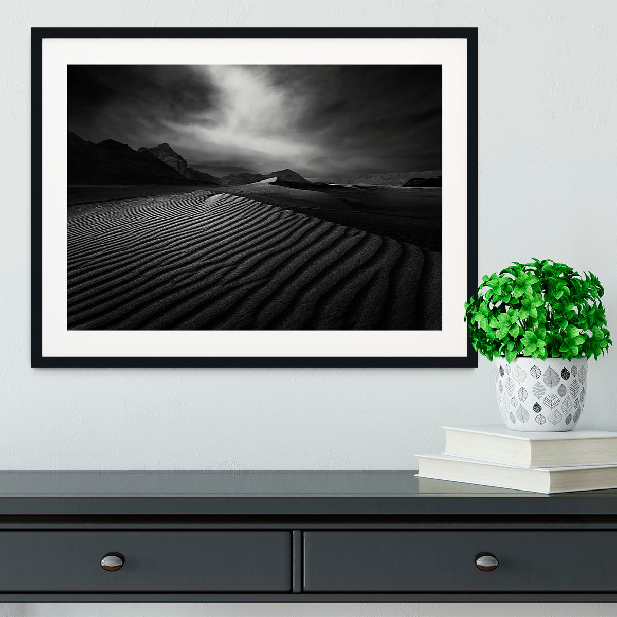 Desert In Greyscale Framed Print - Canvas Art Rocks - 1