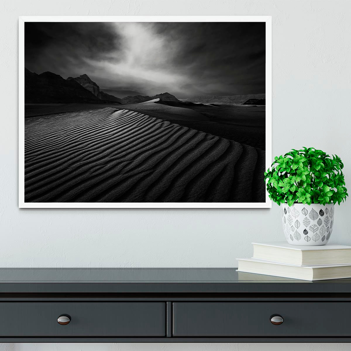 Desert In Greyscale Framed Print - Canvas Art Rocks -6