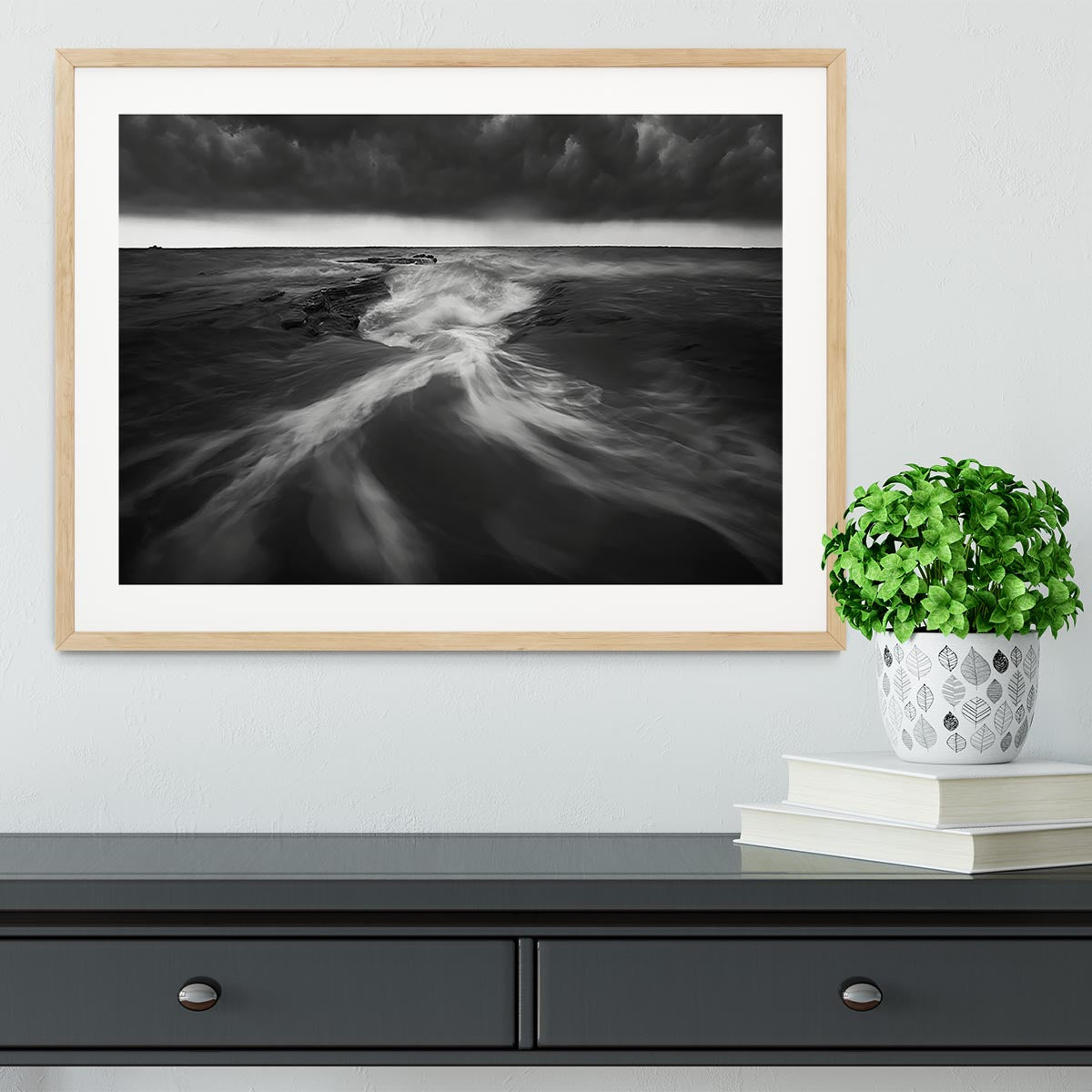 Coastline In Greyscale Framed Print - Canvas Art Rocks - 3