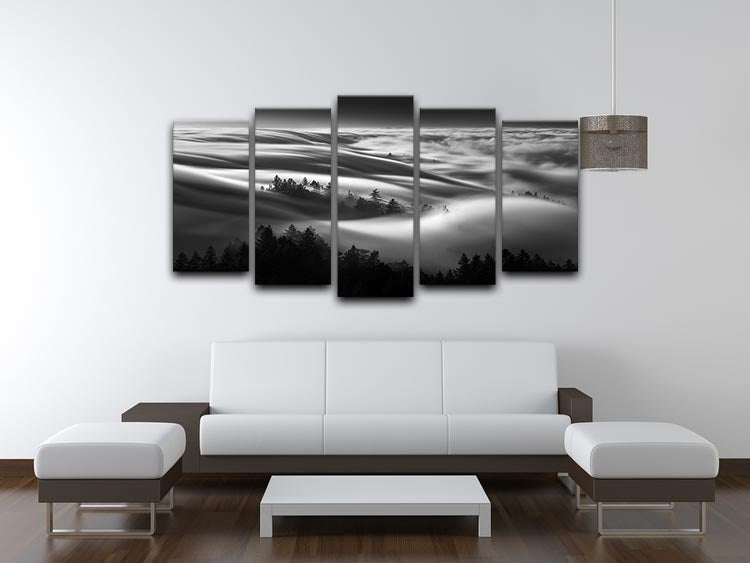 Clouds Above A Forest 5 Split Panel Canvas - Canvas Art Rocks - 3