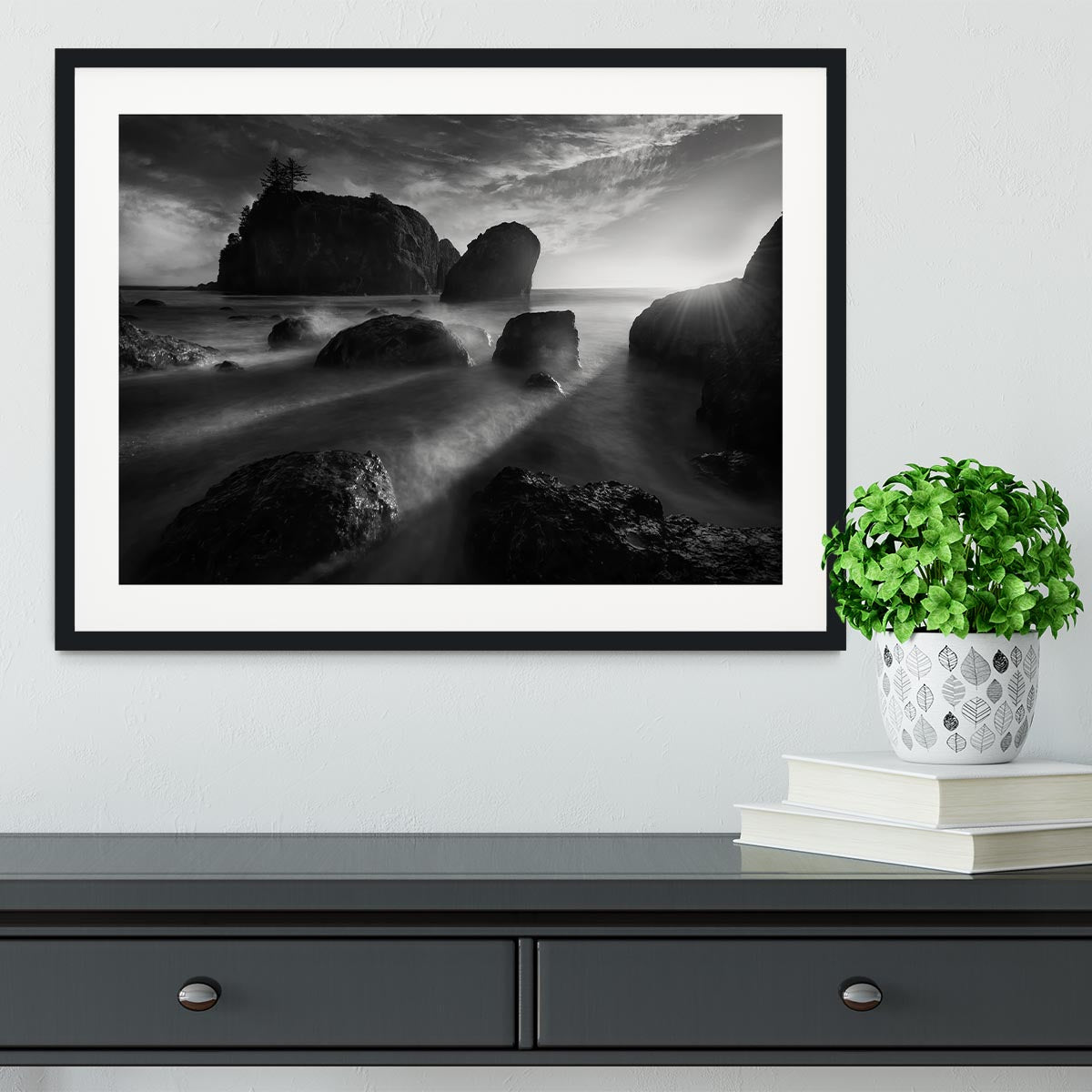 Sunbeams At The Coast Framed Print - Canvas Art Rocks - 1