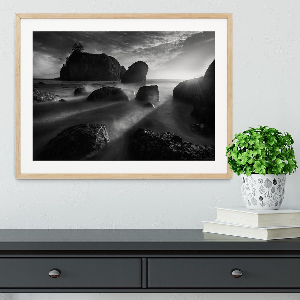 Sunbeams At The Coast Framed Print - Canvas Art Rocks - 3