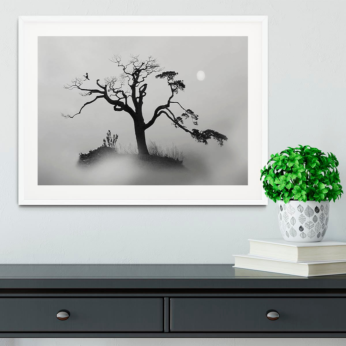 Pine tree In The Fog Framed Print - Canvas Art Rocks - 5