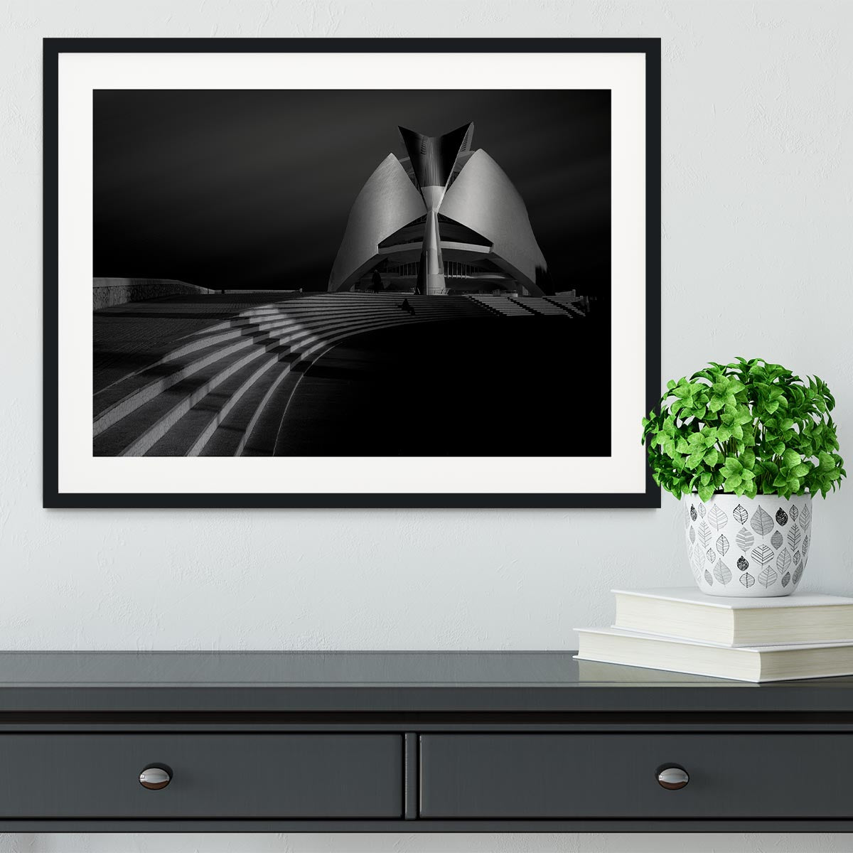 Monument With Stairs At Night Framed Print - Canvas Art Rocks - 1