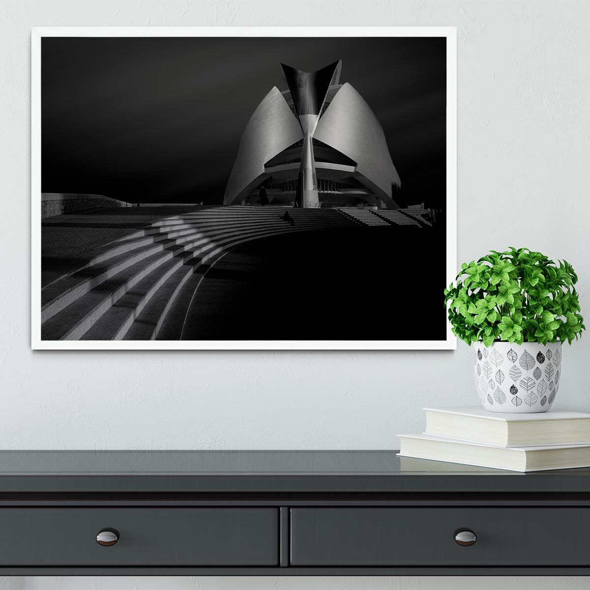 Monument With Stairs At Night Framed Print - Canvas Art Rocks -6