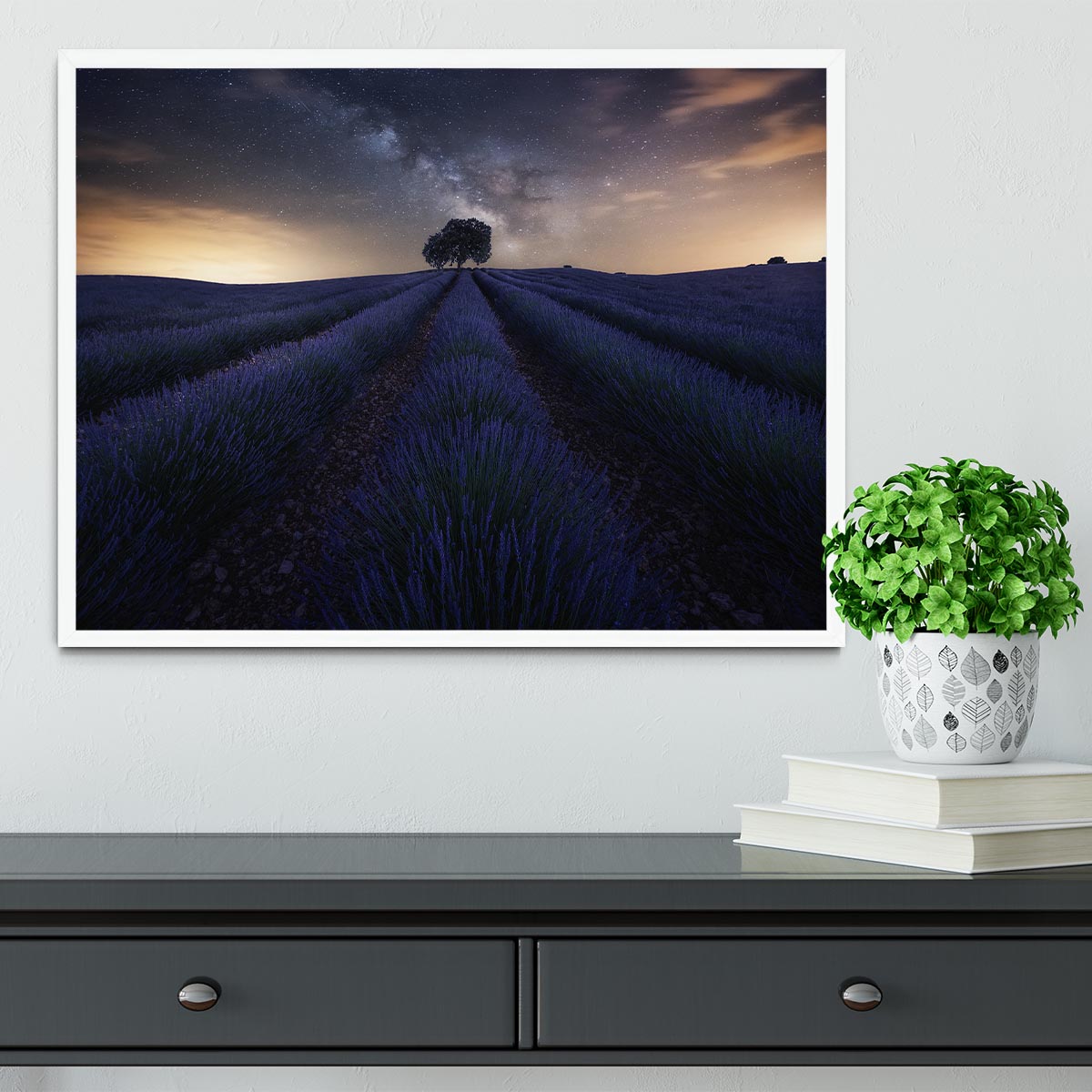 Starry Night on A Lavendar Field Framed Print - Canvas Art Rocks -6