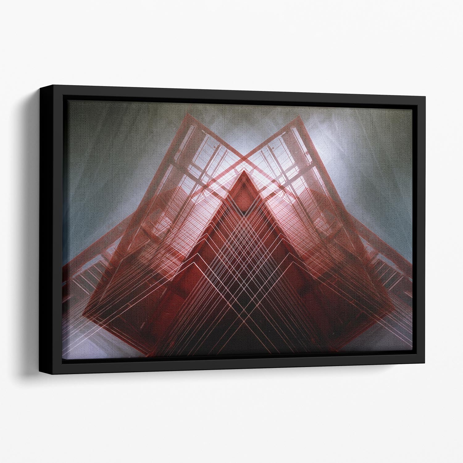 Red Geometric Design Floating Framed Canvas - Canvas Art Rocks - 1