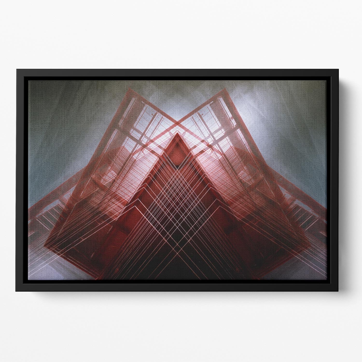 Red Geometric Design Floating Framed Canvas - Canvas Art Rocks - 2