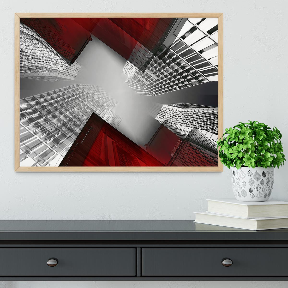 Red And White Skyscrapers Framed Print - Canvas Art Rocks - 4