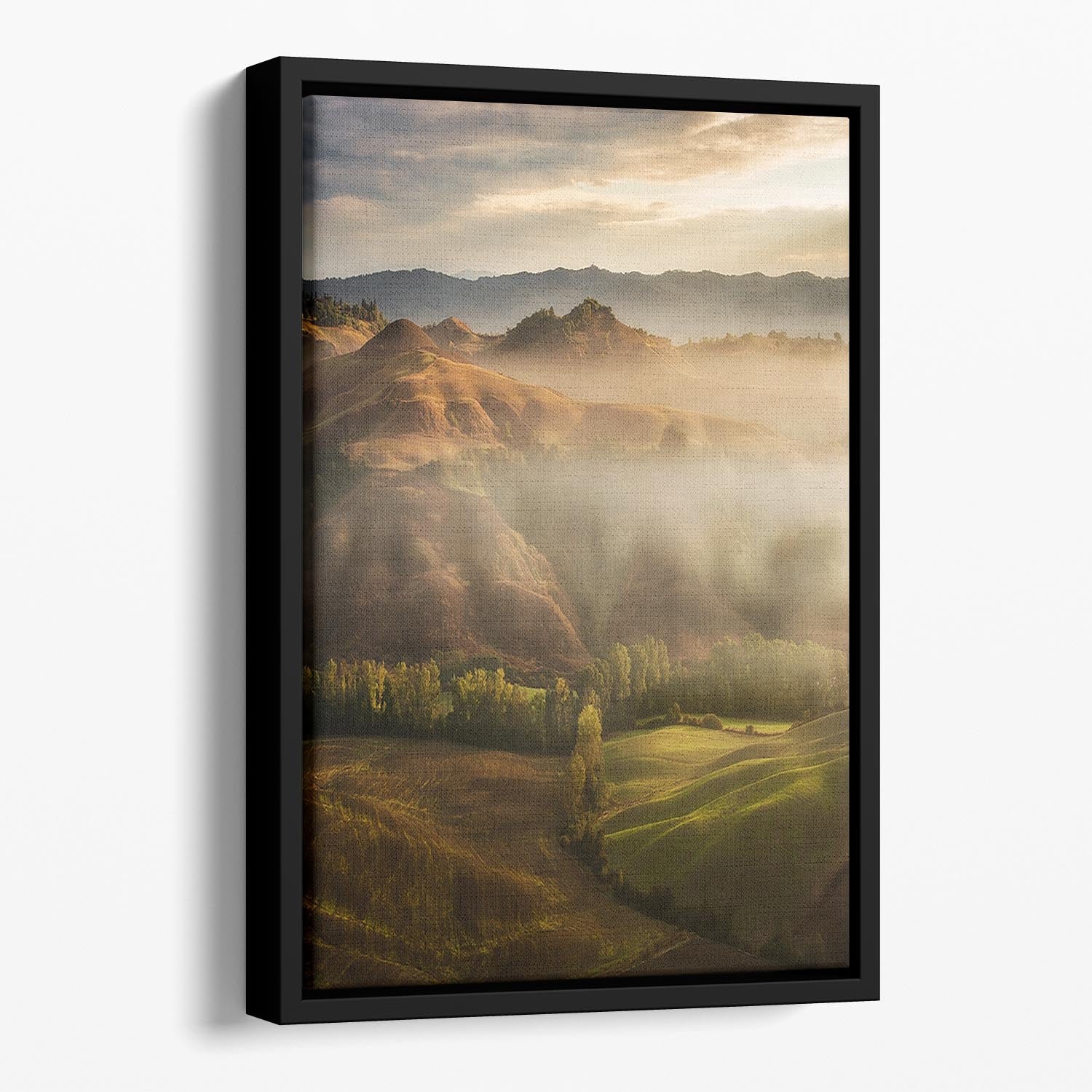 Mystical Waving Fields Tuscany Floating Framed Canvas - Canvas Art Rocks - 1