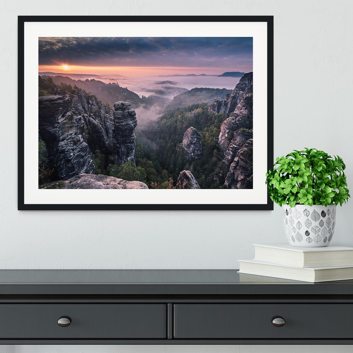 Sunrise On The Rocks Framed Print - Canvas Art Rocks - 1