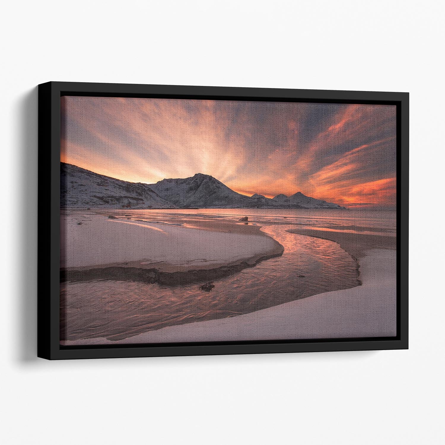 Golden Sunset Floating Framed Canvas - Canvas Art Rocks - 1