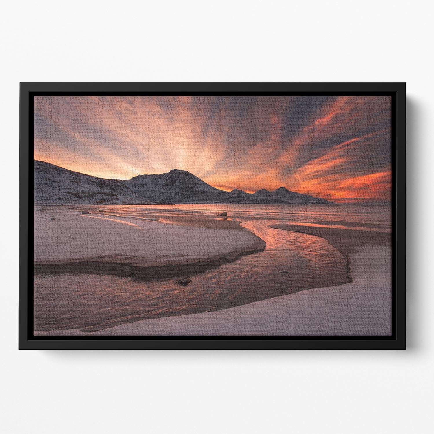 Golden Sunset Floating Framed Canvas - Canvas Art Rocks - 2