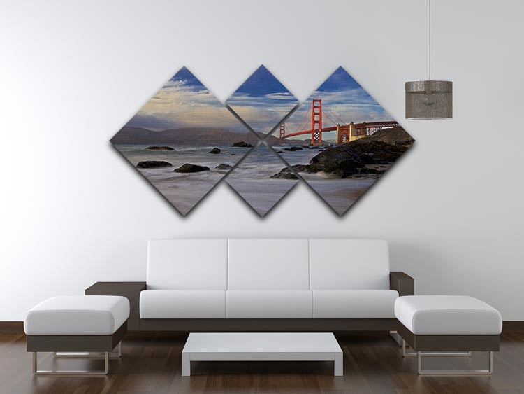 Golden Gate Bridge 4 Square Multi Panel Canvas - Canvas Art Rocks - 3