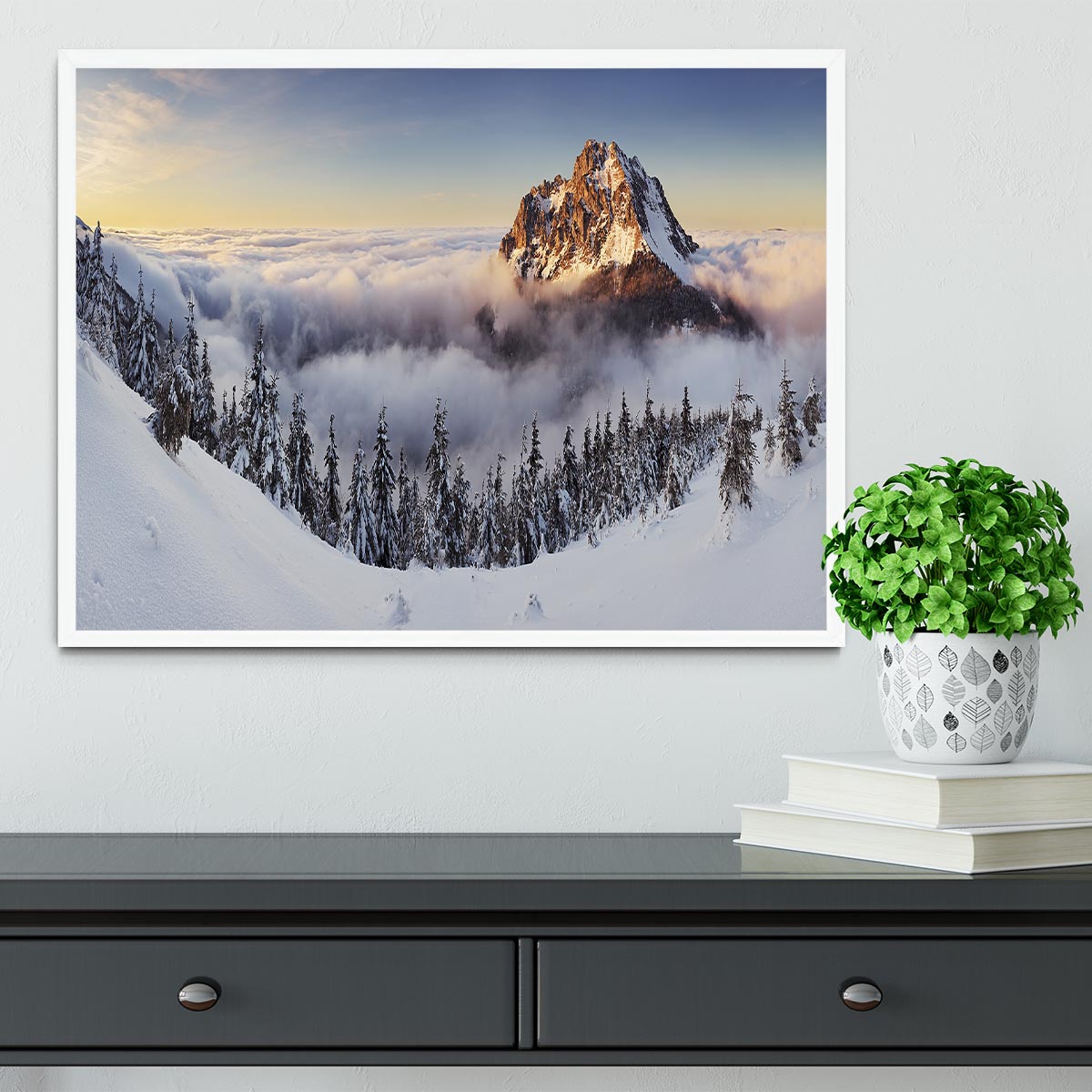 Golden Peak Framed Print - Canvas Art Rocks -6