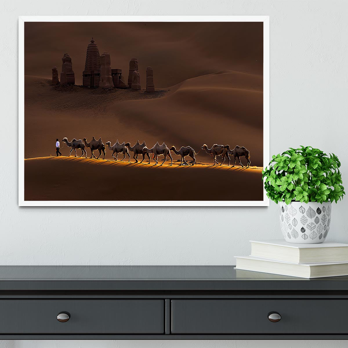 Castle And Camels Framed Print - Canvas Art Rocks -6