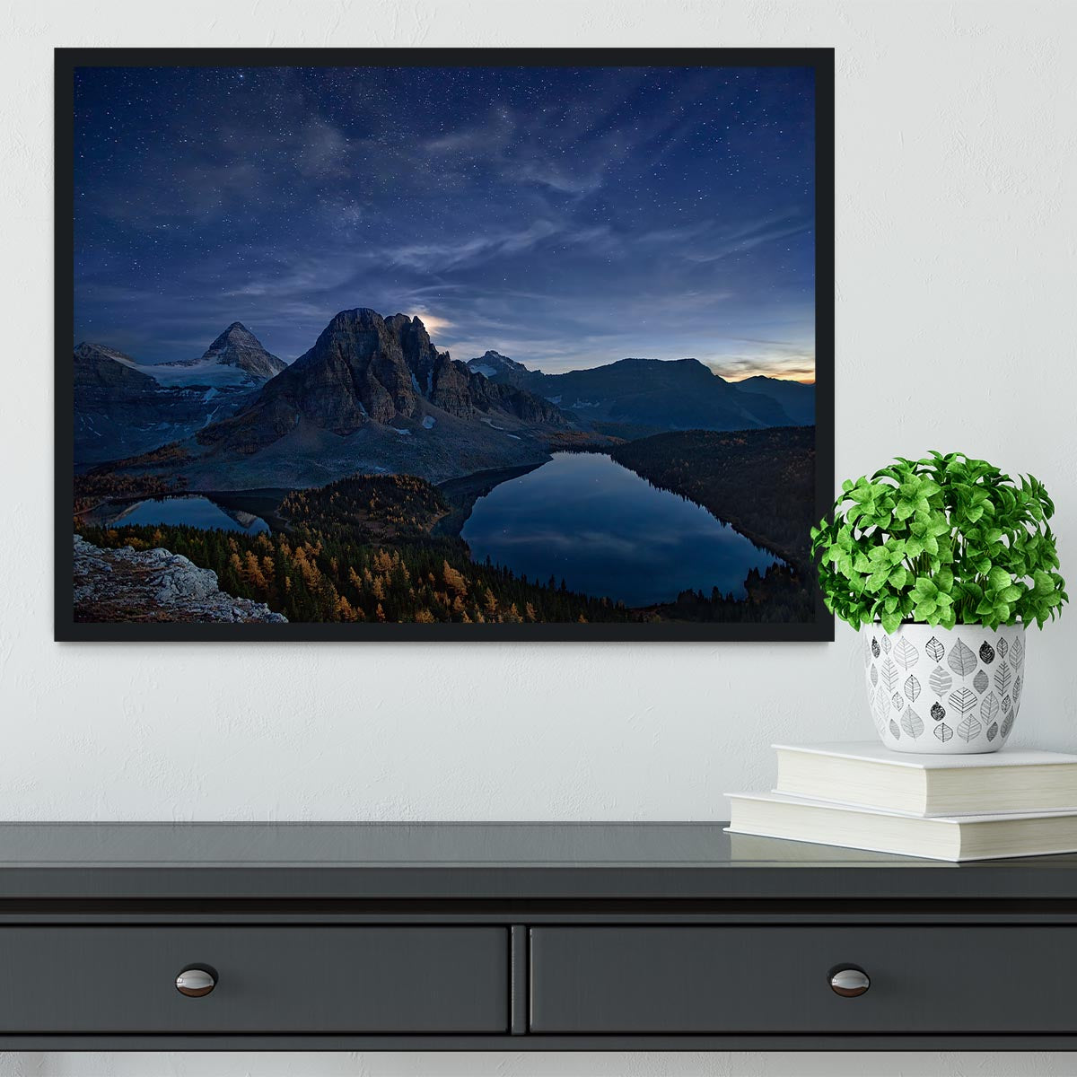 Starry Night At Mount Assiniboine Framed Print - Canvas Art Rocks - 2