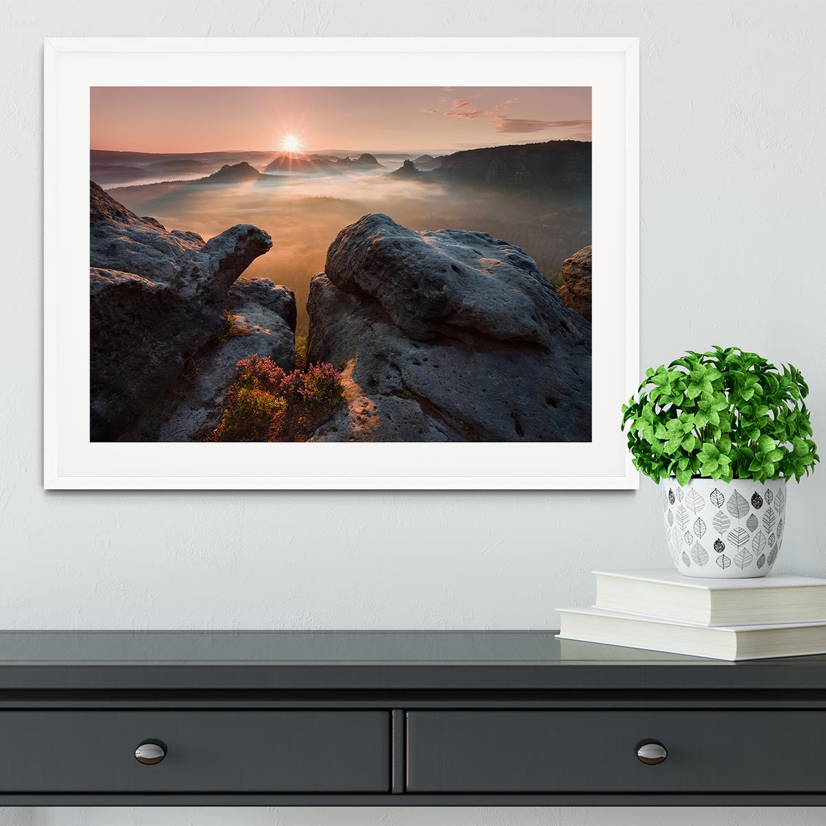 Sunrise On The Rocks Framed Print - Canvas Art Rocks - 5