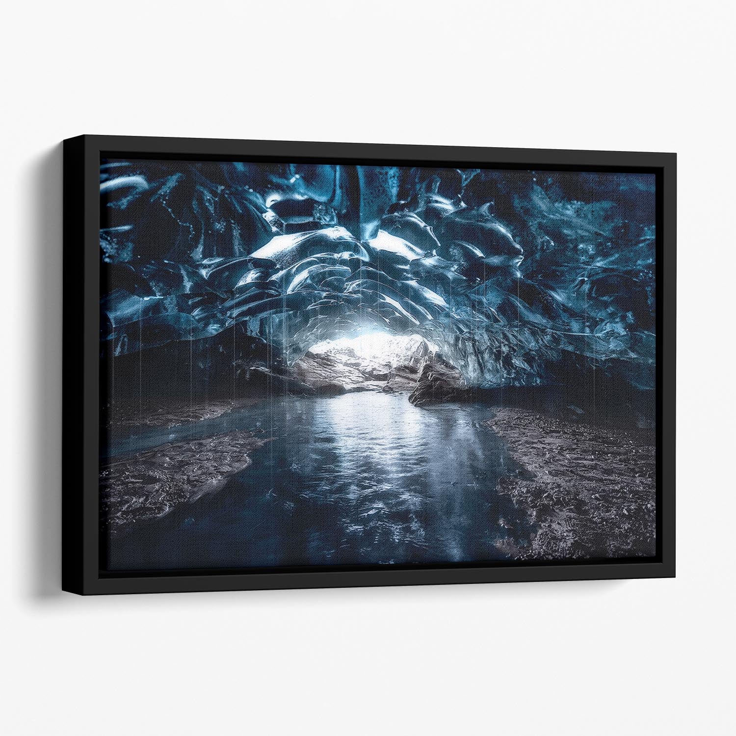 Into The Blue Floating Framed Canvas - Canvas Art Rocks - 1