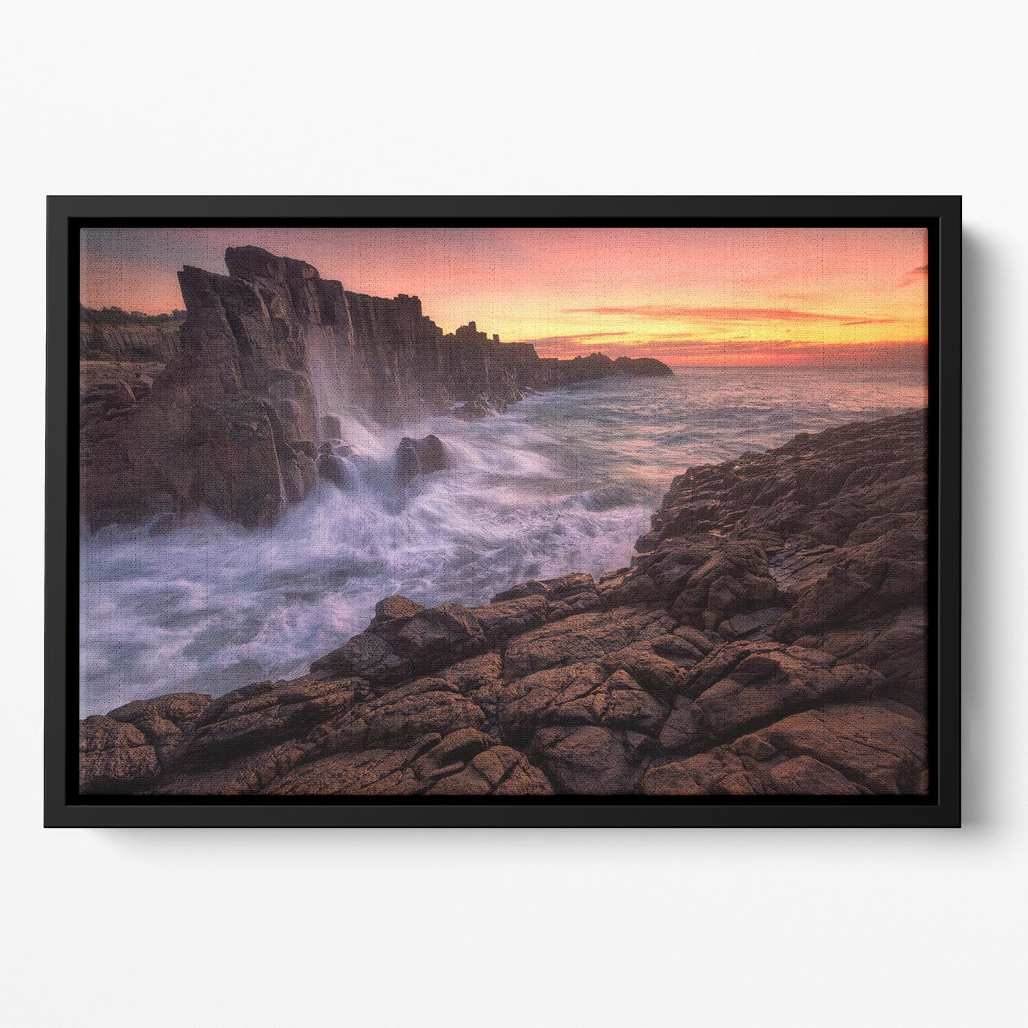 Wall By The Sea Floating Framed Canvas - Canvas Art Rocks - 2