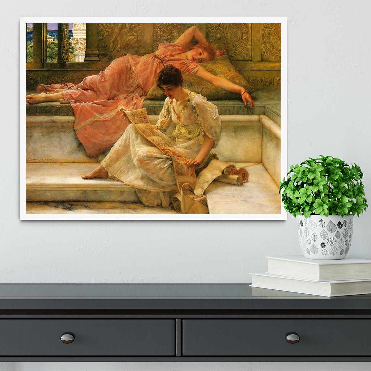 A favorite poet by Alma Tadema Framed Print - Canvas Art Rocks -6