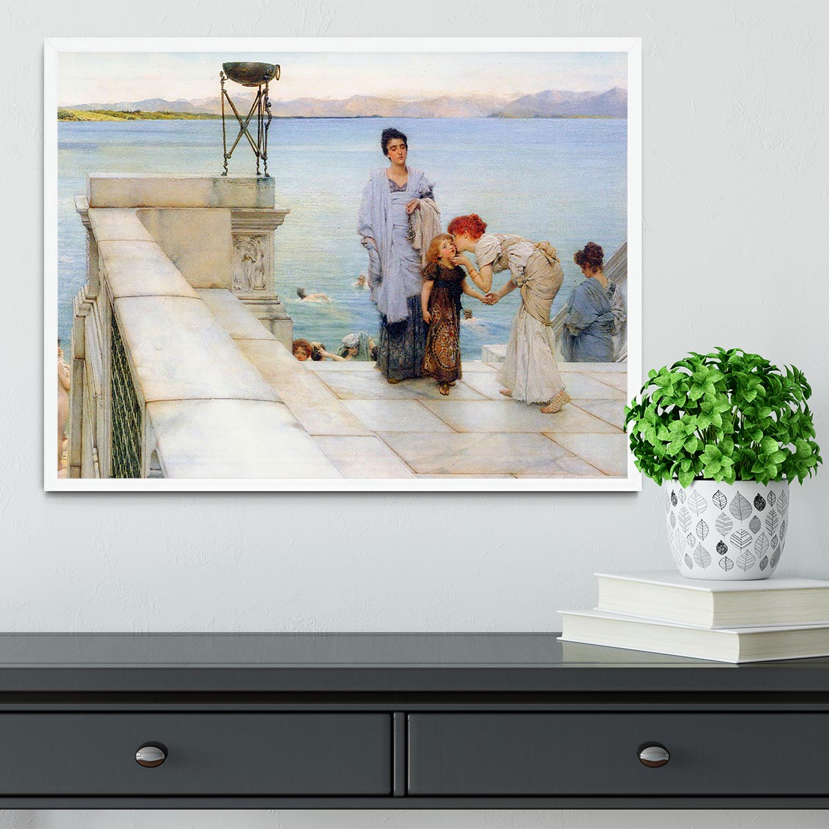 A kiss by Alma Tadema Framed Print - Canvas Art Rocks -6