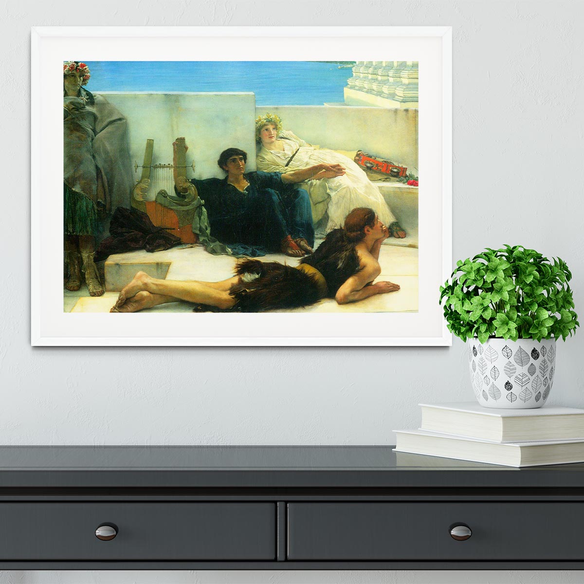 A reading of Homer detail 1 by Alma Tadema Framed Print - Canvas Art Rocks - 5