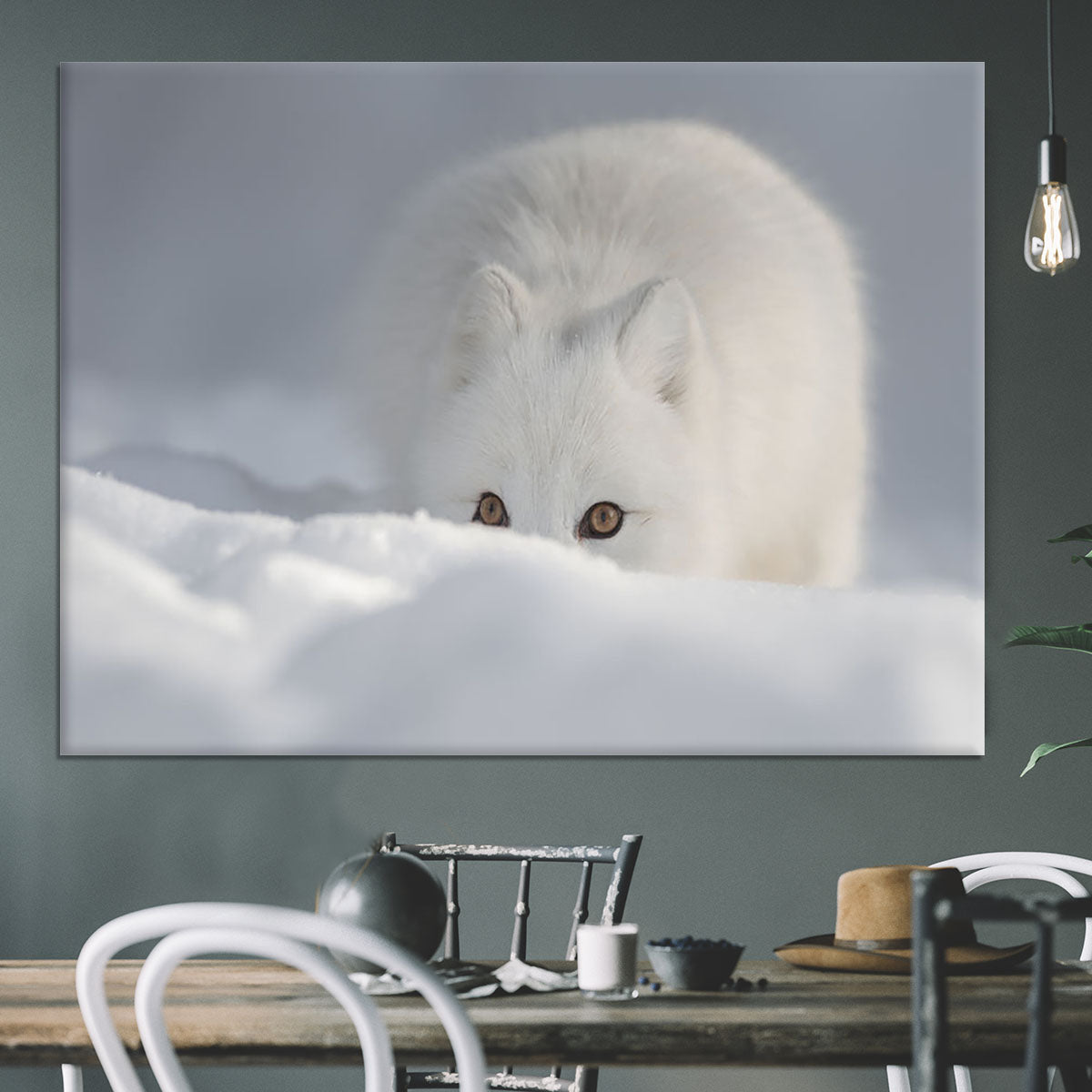 An Arctic Fox peering over a snow drift Canvas Print or Poster - Canvas Art Rocks - 3