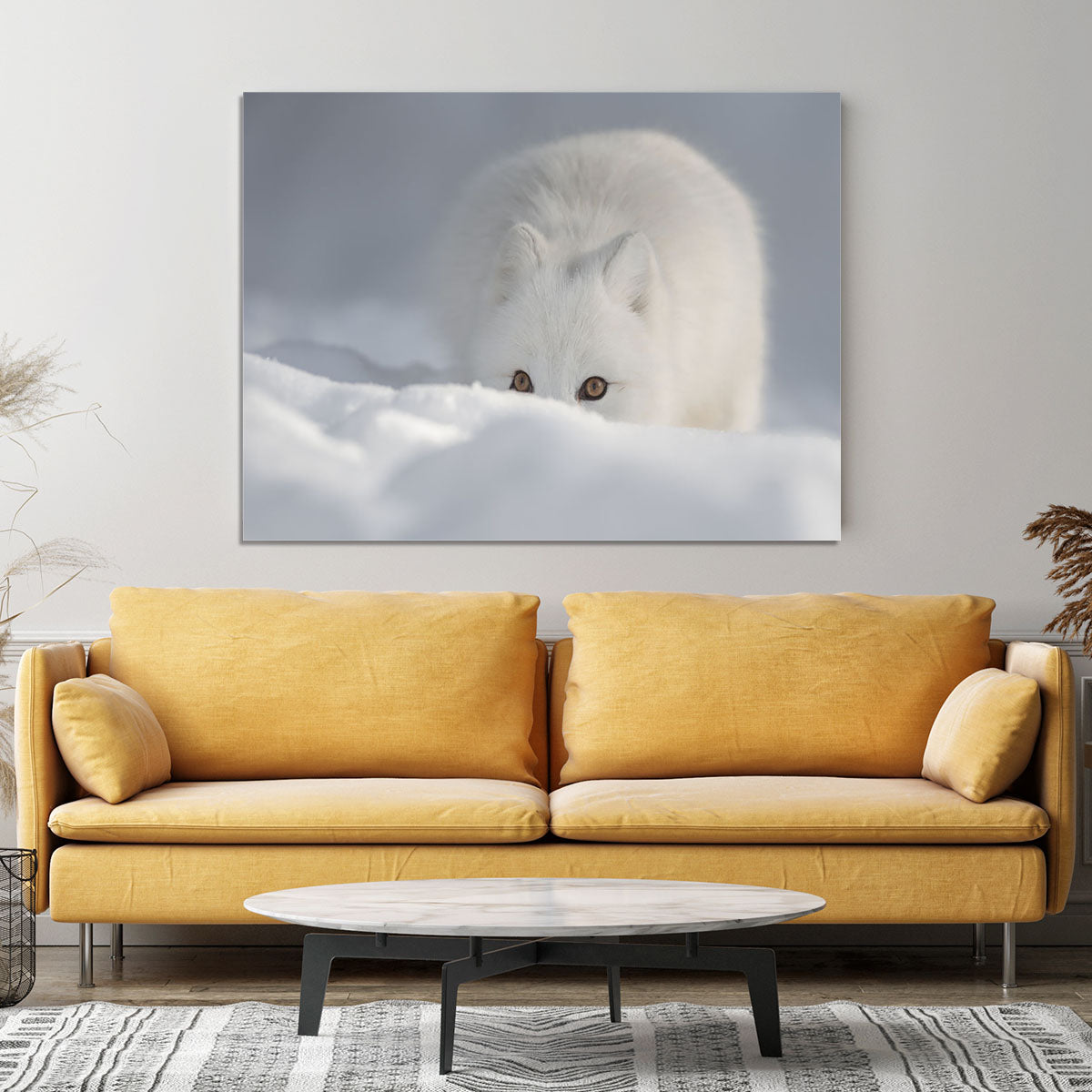 An Arctic Fox peering over a snow drift Canvas Print or Poster - Canvas Art Rocks - 4