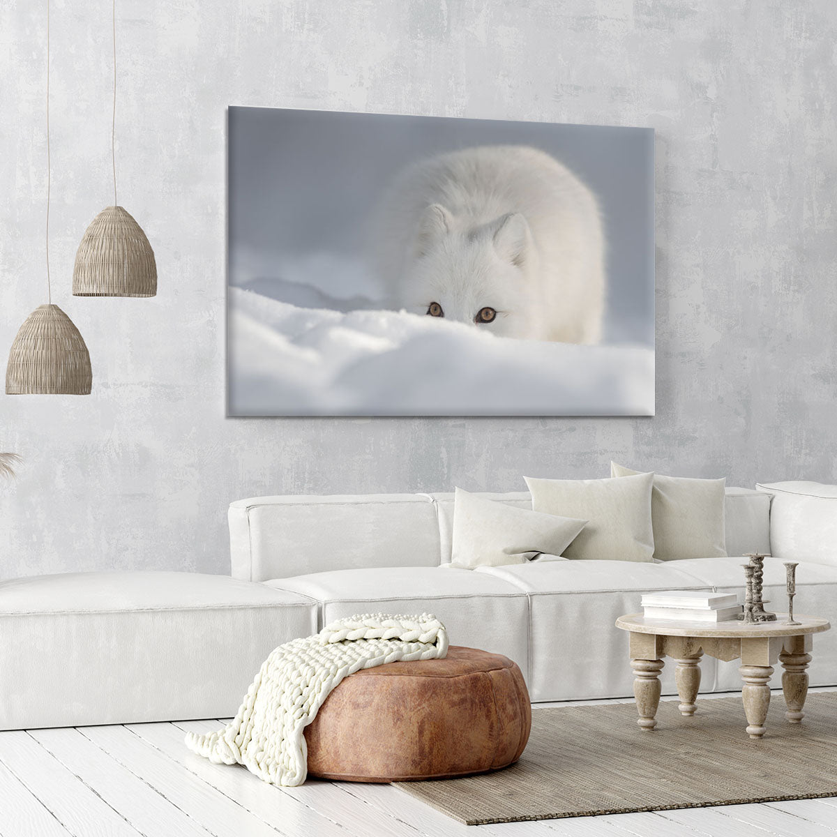 An Arctic Fox peering over a snow drift Canvas Print or Poster - Canvas Art Rocks - 6