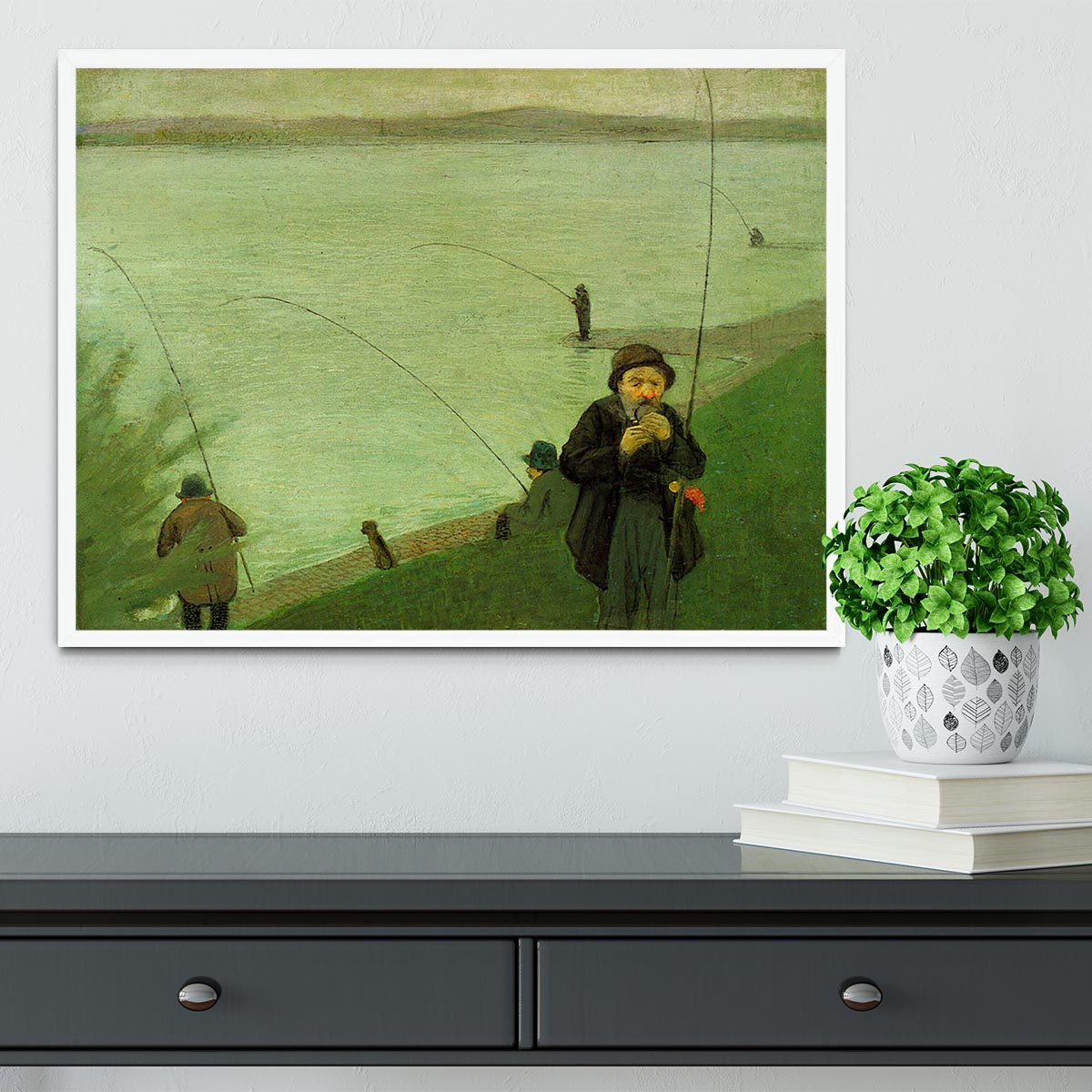 Anglers on the Rhine by Macke Framed Print - Canvas Art Rocks -6