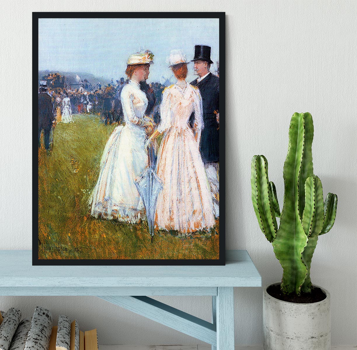 At the Grand Prix in Paris by Hassam Framed Print - Canvas Art Rocks - 2