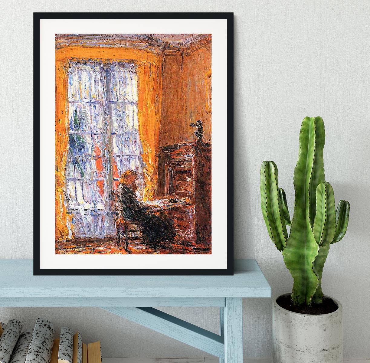 At the desk by Hassam Framed Print - Canvas Art Rocks - 1