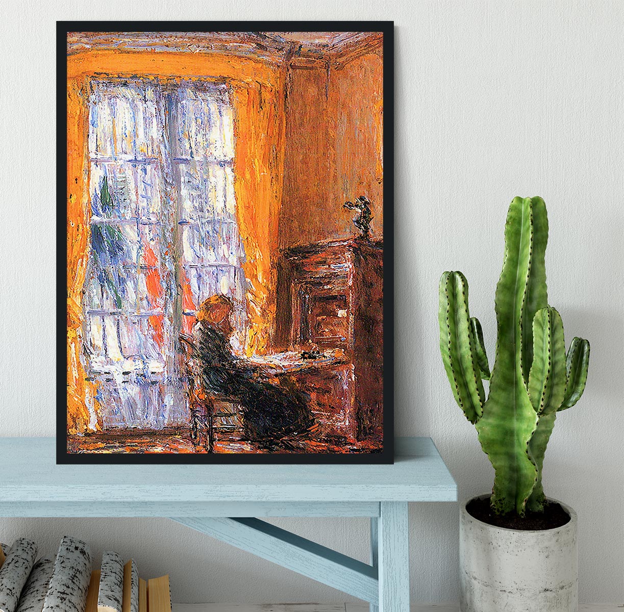 At the desk by Hassam Framed Print - Canvas Art Rocks - 2