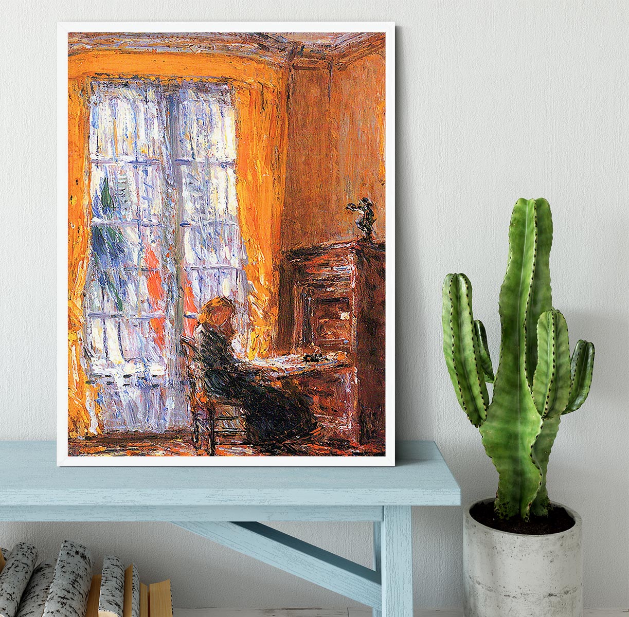 At the desk by Hassam Framed Print - Canvas Art Rocks -6