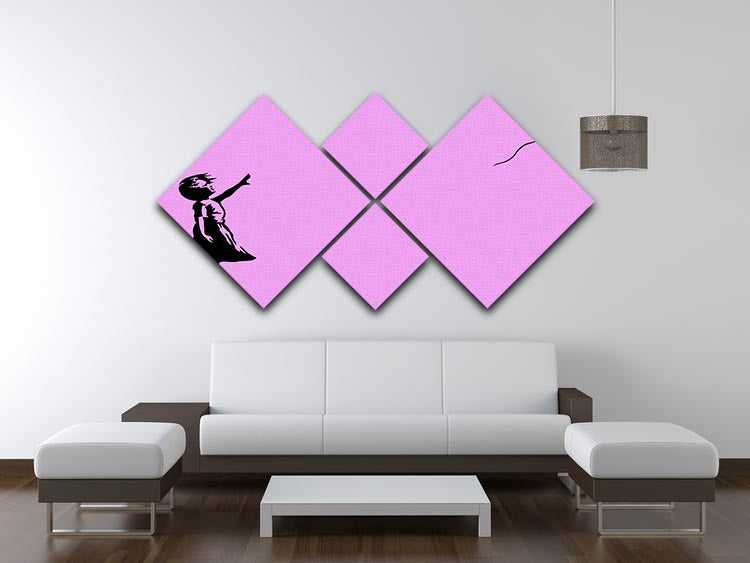 Banksy Balloon Heart Girl Purple 4 Square Multi Panel Canvas - Canvas Art Rocks - 3