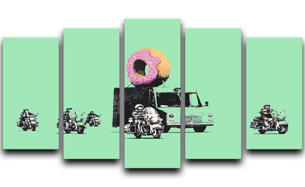 Banksy Doughnut Police Green 5 Split Panel Canvas - Canvas Art Rocks - 1