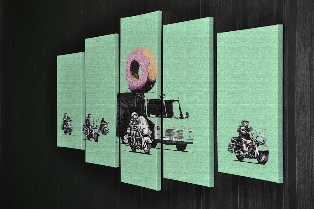 Banksy Doughnut Police Green 5 Split Panel Canvas - Canvas Art Rocks - 2