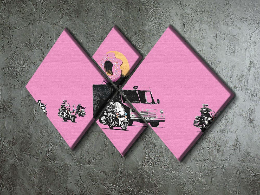 Banksy Doughnut Police Pink 4 Square Multi Panel Canvas - Canvas Art Rocks - 2