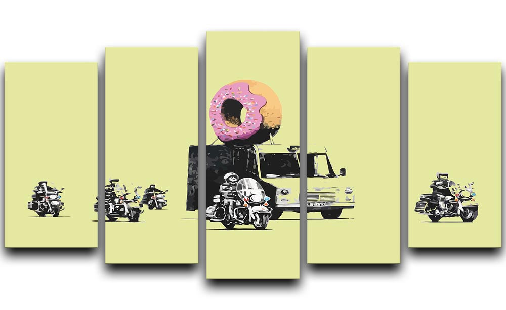 Banksy Doughnut Police Yellow 5 Split Panel Canvas - Canvas Art Rocks - 1