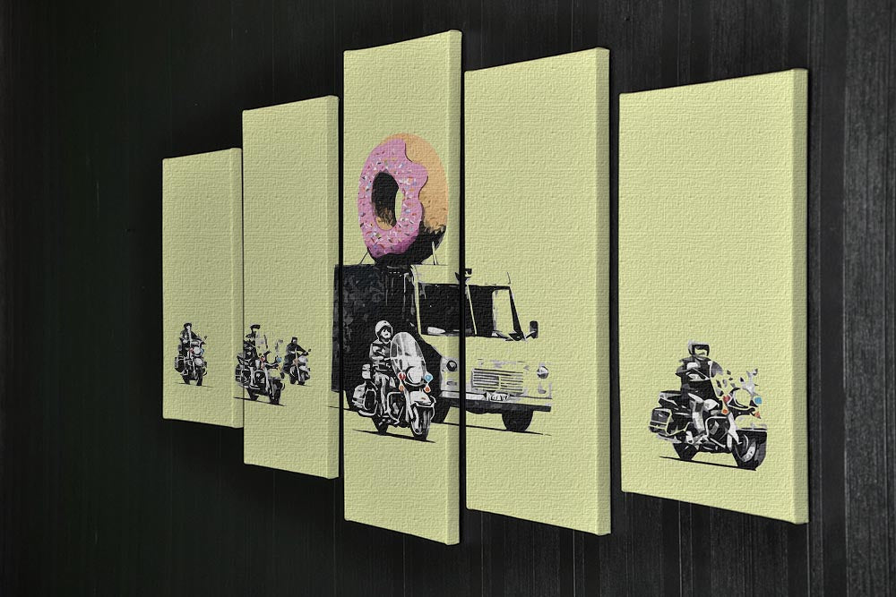 Banksy Doughnut Police Yellow 5 Split Panel Canvas - Canvas Art Rocks - 2