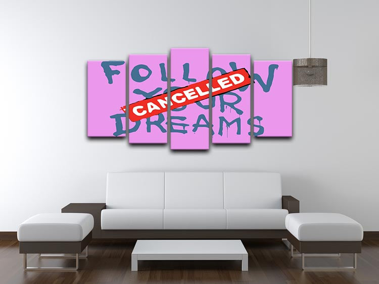Banksy Follow Your Dreams Purple 5 Split Panel Canvas - Canvas Art Rocks - 3