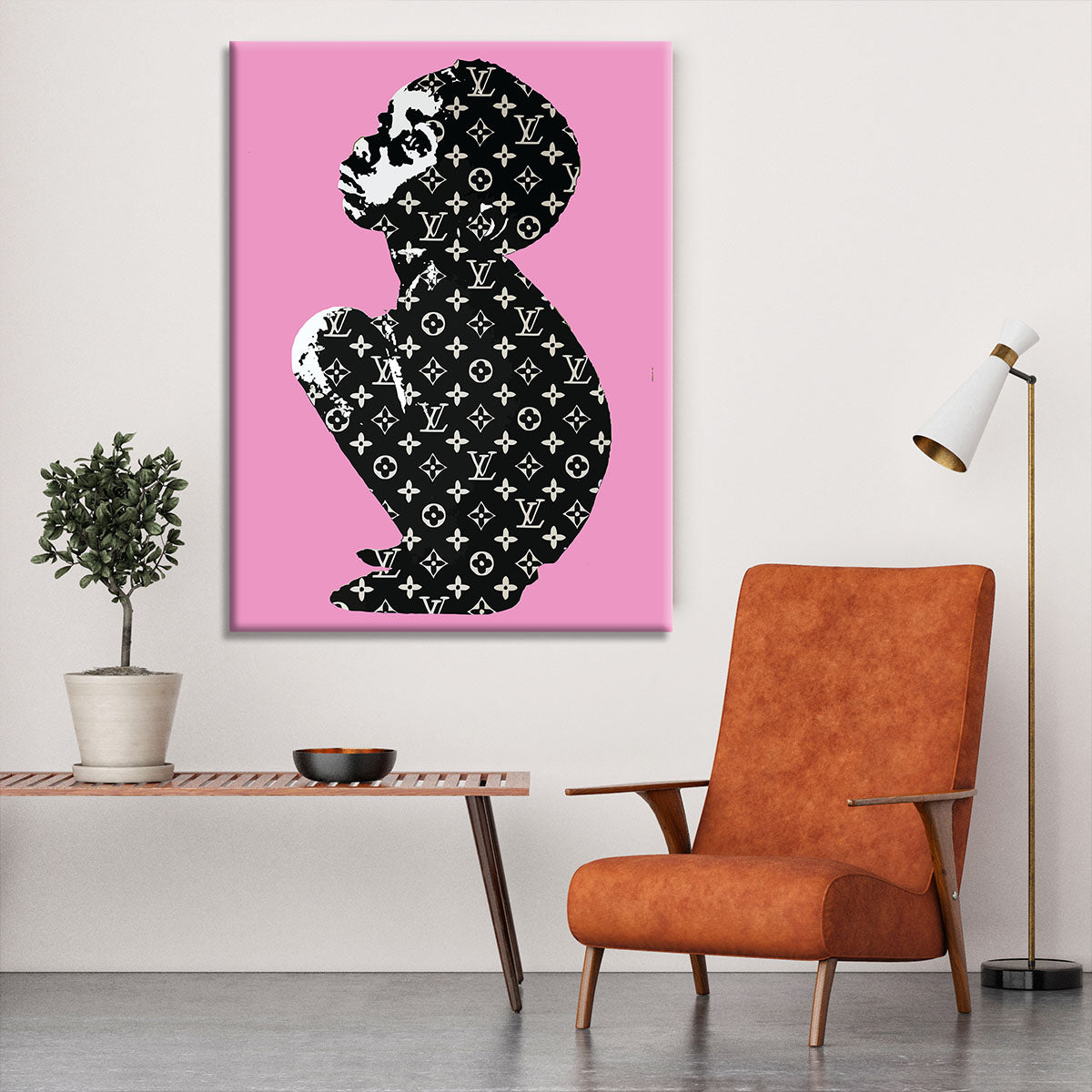 Banksy Louis Vuitton Kid Pink Canvas Print or Poster