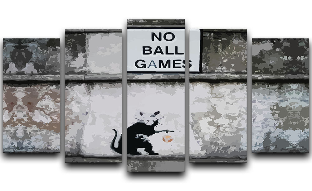 Banksy No Ball Games Rat 5 Split Panel Canvas - Canvas Art Rocks - 1